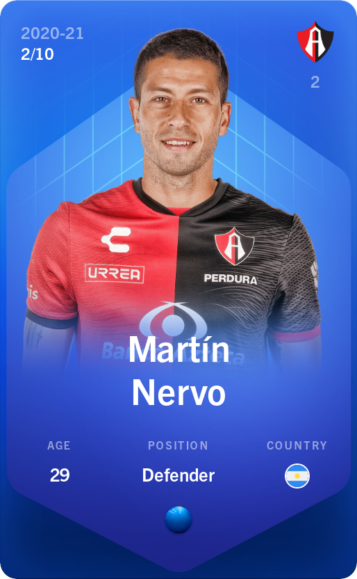 Sorare - Sorare Official - Martín Nervo 2020-21 • Super Rare 2/10 - NFT # 56684753521686385306800109255362232051303008150536048247865825955894688977578
