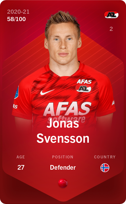 Sorare - Sorare Official - Jonas Svensson 2020-21 • Rare 58/100 - NFT # 7637500861864585665317902849616060383448760097922971726866403205538435327924