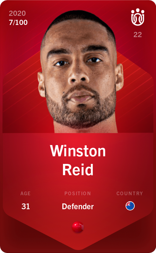 Sorare - Sorare Official - Winston Reid 2020-21 • Rare 7/100 - NFT # 63896394826807164154275529008387428518364627616913981992191278650137775514593