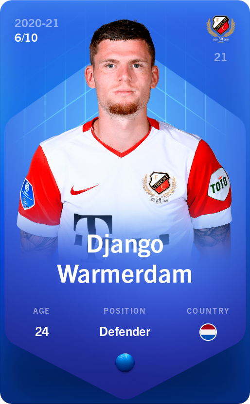 Sorare - Sorare Official - Django Warmerdam 2020-21 • Super Rare 6/10 - NFT # 31407664256402740441850530869944440606404093193220879175756666439673666279983
