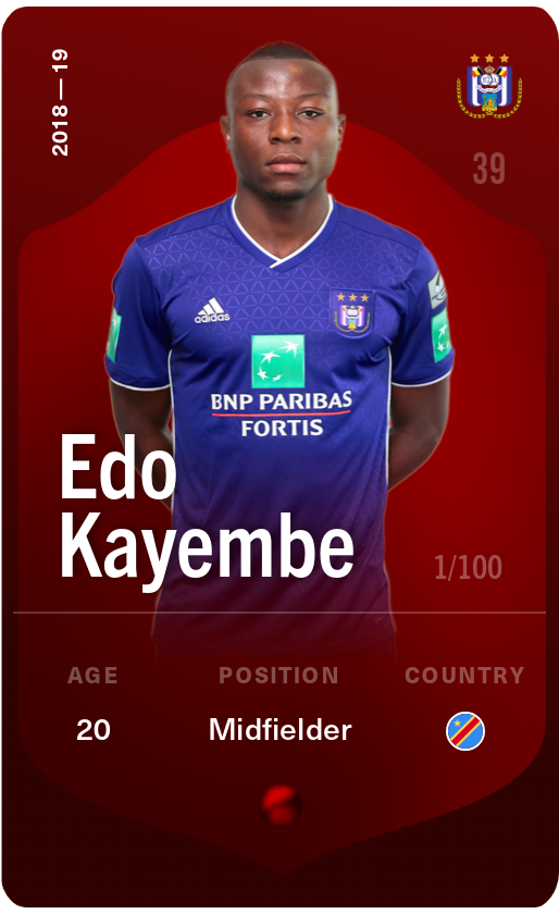 Sorare - Sorare Official - Edo Kayembe 2018-19 • Rare 1/100 - NFT # 23726633351119718022403603345304464870206868793520041204792346378207625349594
