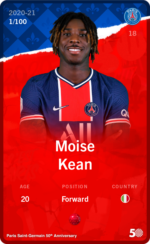 Sorare - Sorare Official - Moise Kean 2020-21 • Rare 1/100 - NFT # 98194784704274547030401211118228923478204861393669804964247809809550557169921