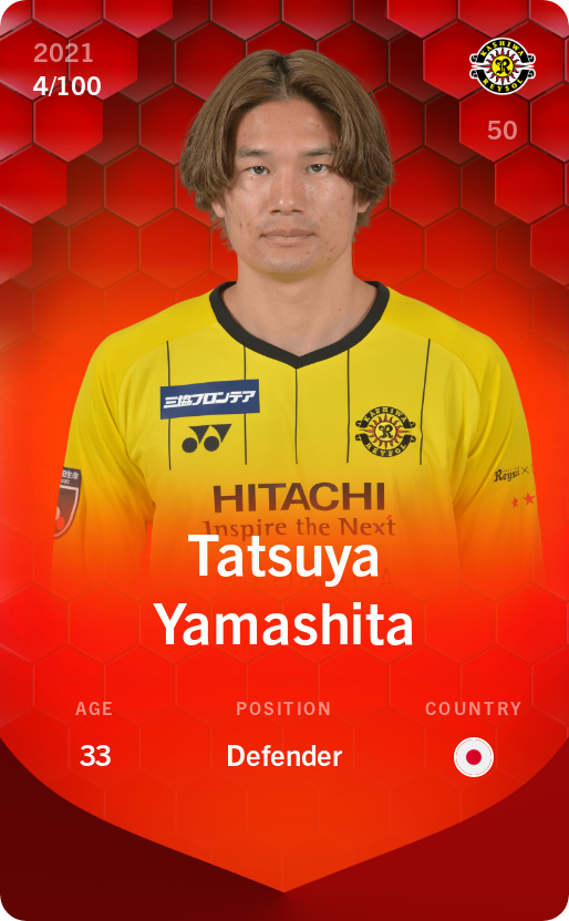 Sorare - Sorare Official - Tatsuya Yamashita 2021-22 • Rare 4/100 - NFT # 37593008243478509241789025535056922148357457688277692746972134174175300724666