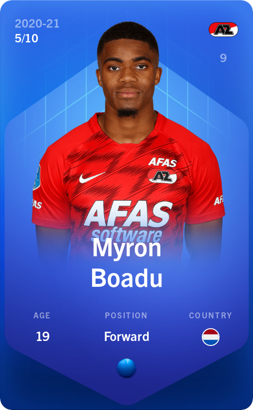 Sorare - Sorare Official - Myron Boadu 2020-21 • Super Rare 5/10 - NFT # 5879558383881260336111640054423808928353353922149120565837211578295581185919