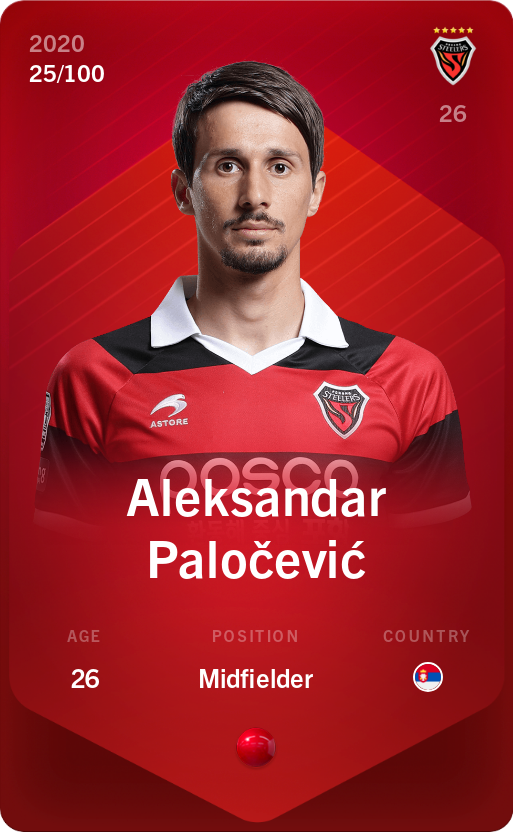 Sorare - Sorare Official - Aleksandar Paločević 2020-21 • Rare 25/100 - NFT # 95530946085582481851460774095126877892809781150229228259998022664865332428871