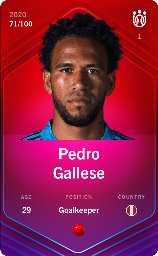 Sorare - Sorare Official - Pedro Gallese 2020-21 • Rare 71/100 - NFT # 91355612555852709107681413869252559320734641834320815113588214587404599347723