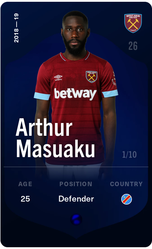 Sorare - Sorare Official - Arthur Masuaku 2018-19 • Super Rare 1/10 - NFT # 18602860303874104034189692327295942802494122321687253567928070335819422918199