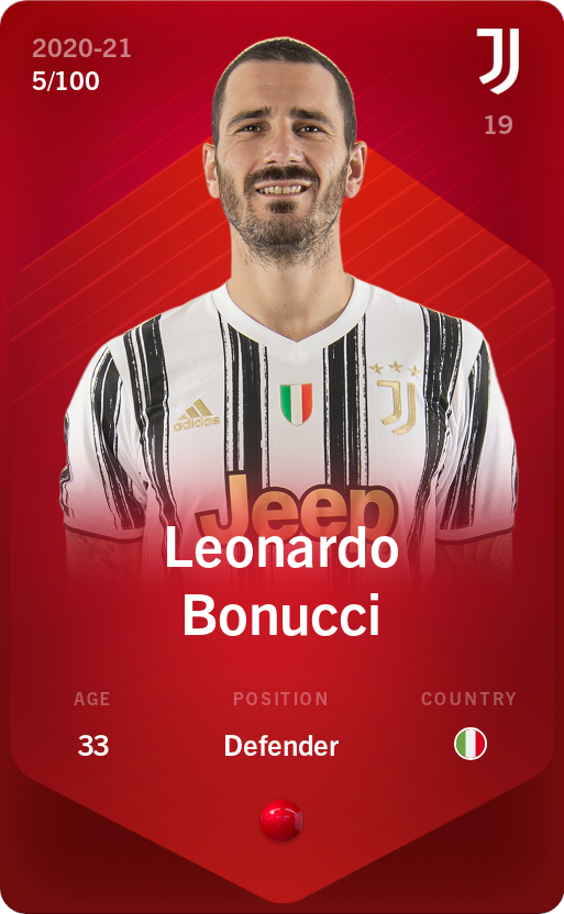 Sorare - Sorare Official - Leonardo Bonucci 2020-21 • Rare 5/100 - NFT # 53276868522147613858669292889056220289453610929763173739989696073856317131841
