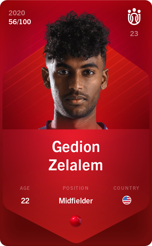 Sorare - Sorare Official - Gedion Zelalem 2020-21 • Rare 56/100 - NFT # 60048343297084862232559965847181773119031544109910559279860219973859382776100