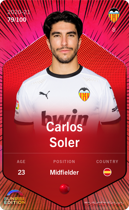 Sorare - Sorare Official - Carlos Soler 2020-21 • Rare 79/100 - NFT # 83028353275004915936979427917832561324313252746763964069180758199048543919123