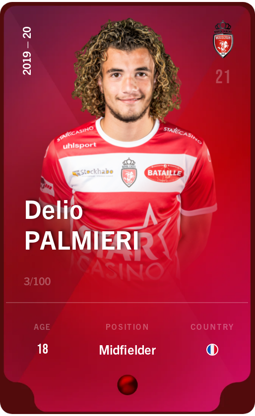 Sorare - Sorare Official - Delio Palmieri 2019-20 • Rare 3/100 - NFT # 22146391788106836960405611528290467354075382999251808215510774045614354675302
