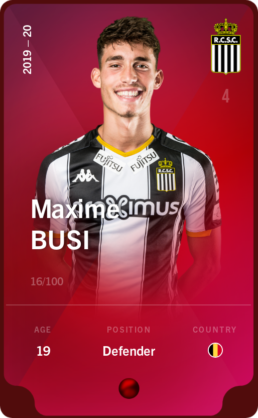 Sorare - Sorare Official - Maxime Busi 2019-20 • Rare 16/100 - NFT # 170136520697996854442510218339215264790762530195598576501075751437561953463