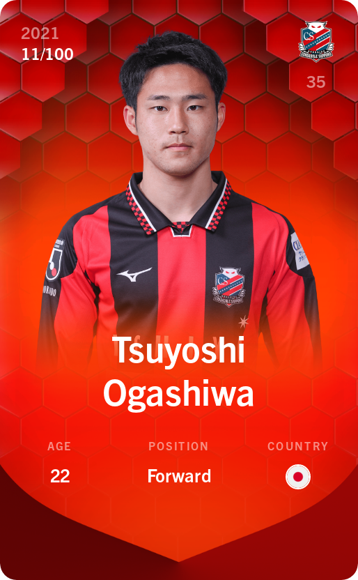 Sorare - Sorare Official - Tsuyoshi Ogashiwa 2021-22 • Rare 11/100 - NFT # 16038959086374736427045834789628880795685221128260905701844226642411381940953