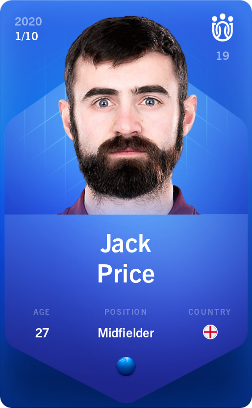 Sorare - Sorare Official - Jack Price 2020-21 • Super Rare 1/10 - NFT # 62223607136886370257045752958213931116188025500417253873270378544421575045134