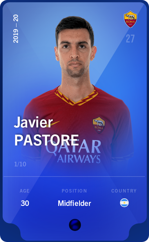 Sorare - Sorare Official - Javier Pastore 2019-20 • Super Rare 1/10 - NFT # 112421796382401170149107646867808467303592813240579946752504325504760108811306