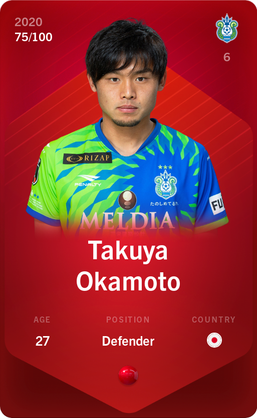 Sorare - Sorare Official - Takuya Okamoto 2020-21 • Rare 75/100 - NFT # 16095337121518450684039586470726181738000625684887844654212095591553543458239