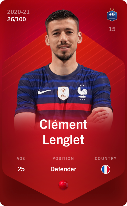 Sorare - Sorare Official - Clément Lenglet 2020-21 • Rare 26/100 - NFT # 64362147816108832024314278238780006882725213483367575101750019811748055215967