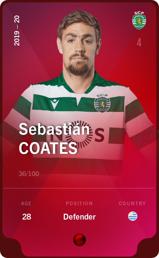 Sorare - Sorare Official - Sebastián Coates 2019-20 • Rare 36/100 - NFT # 27317251682862989626230555278035129268070991597495899649876612597299779913090