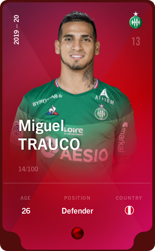 Sorare - Sorare Official - Miguel Trauco 2019-20 • Rare 14/100 - NFT # 32792886849062280936086602876871299386508042903651821361861888395753141670147