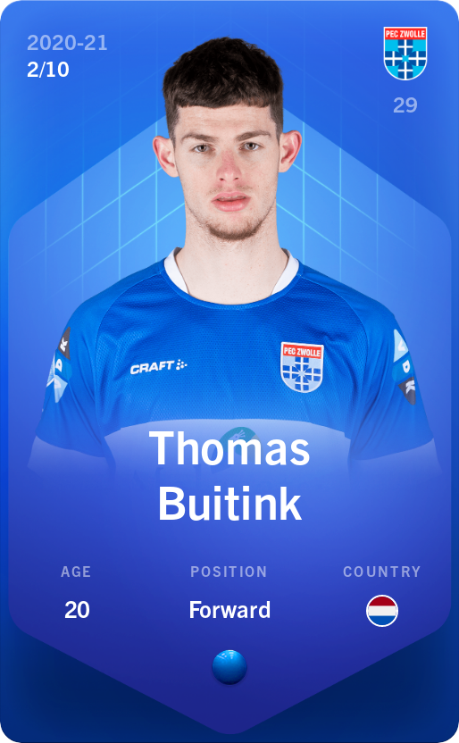 Sorare - Sorare Official - Thomas Buitink 2020-21 • Super Rare 2/10 - NFT # 62888900941613815407532301823826053956908460748782981709088968154534056336411