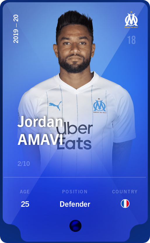 Sorare - Sorare Official - Jordan Amavi 2019-20 • Super Rare 2/10 - NFT # 113216612567511811471683212059756397847148558706295230974591342298109134889170