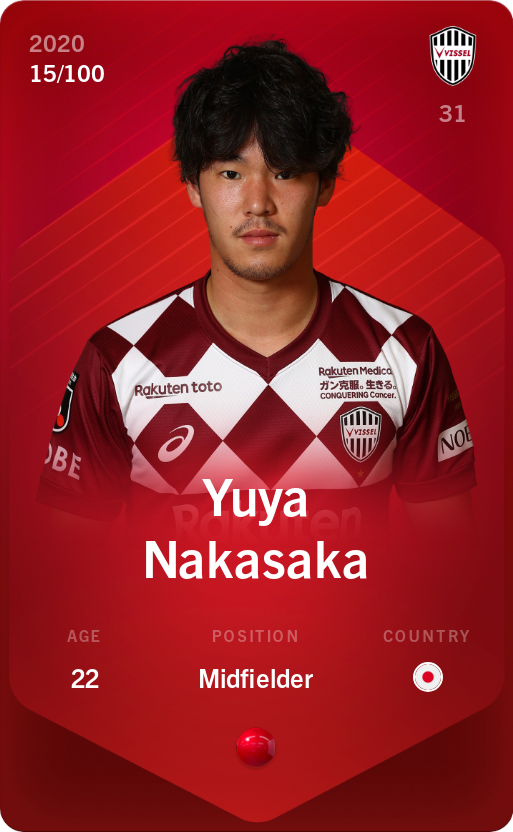 Sorare - Sorare Official - Yuya Nakasaka 2020-21 • Rare 15/100 - NFT # 114212914262789255871909663730770915209607261331643220618128775989856687293689