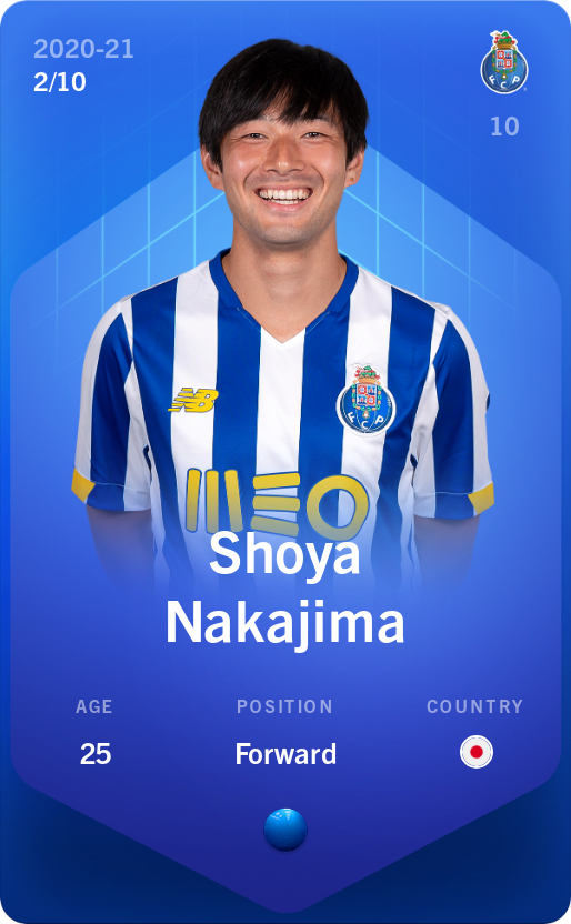 Sorare - Sorare Official - Shoya Nakajima 2020-21 • Super Rare 2/10 - NFT # 82170888000328148305516484065589385395233509945130751352055927073687874264848
