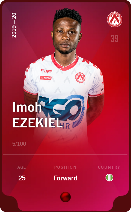 Sorare - Sorare Official - Imoh Ezekiel 2019-20 • Rare 5/100 - NFT # 46079060668070228495694918710847104392440177623979780685931945481818776677304