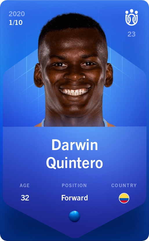 Sorare - Sorare Official - Darwin Quintero 2020-21 • Super Rare 1/10 - NFT # 74514676567277493768496316832613679783863390881516450407553938608957689612760
