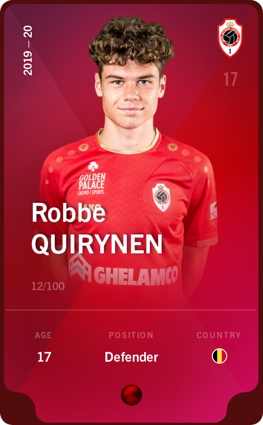 Sorare - Sorare Official - Robbe Quirynen 2019-20 • Rare 12/100 - NFT # 27024848000424645695290227247456861612970690661585922688692089480790210579543