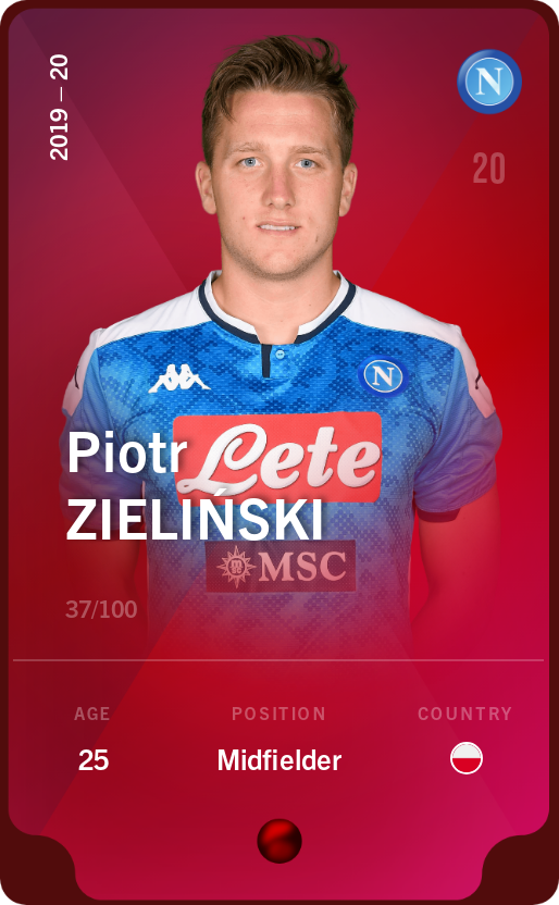 Sorare - Sorare Official - Piotr Zieliński 2019-20 • Rare 37/100 - NFT # 61365752005853381303778915202938289320881906248361281001706839692157242641410