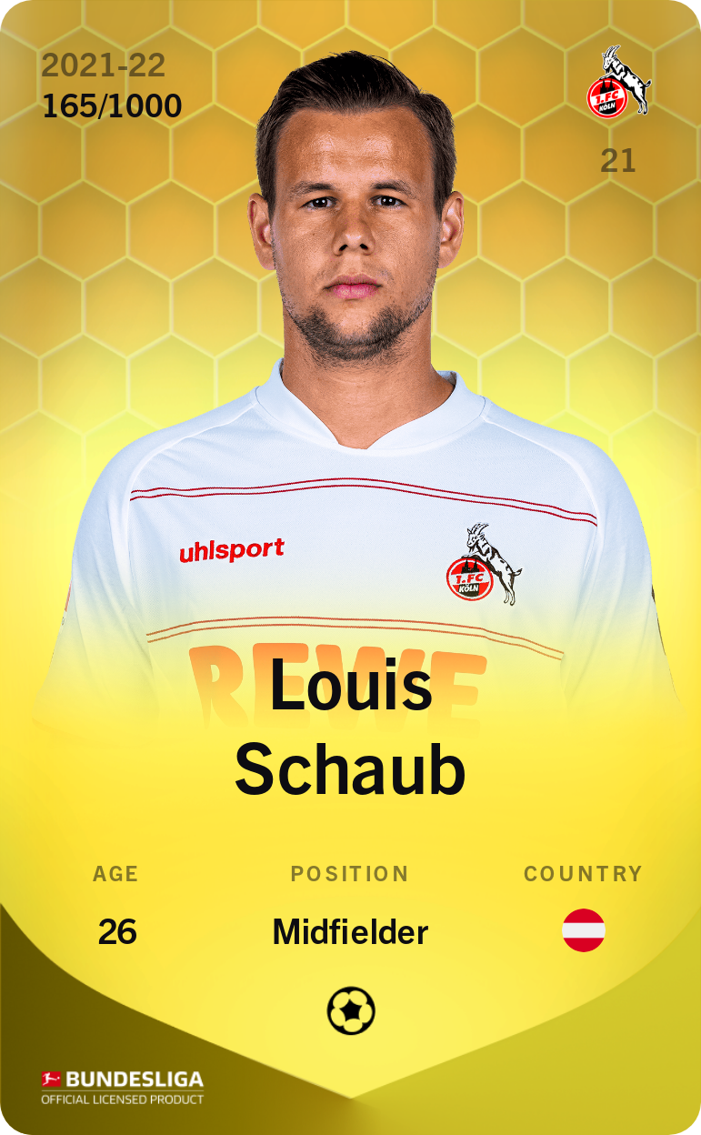 Sorare - Sorare Official - Louis Schaub 2021-22 • Limited 165/1000 - NFT # 36935991630708693074647601408660827004692808499362075574320595515480415197370