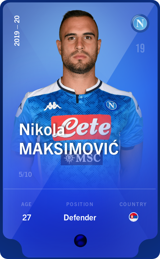 Sorare - Sorare Official - Nikola Maksimović 2019-20 • Super Rare 5/10 - NFT # 76179346712142851506973411587613876822160998275405545925066060986279043033259
