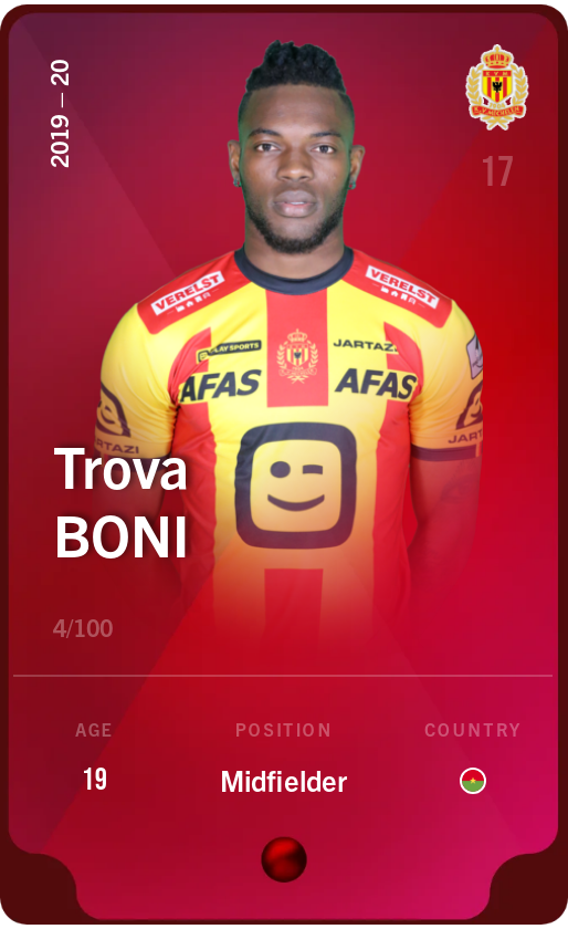 Sorare - Sorare Official - Trova Boni 2019-20 • Rare 4/100 - NFT # 29247031262292703329935307377141186027547671856943990253889627594789716557246