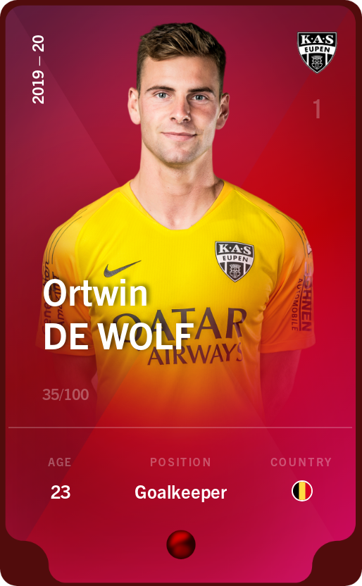 Sorare - Sorare Official - Ortwin De Wolf 2019-20 • Rare 35/100 - NFT # 77513382877725814344161592861345456206610697186841666758978647344870870324443