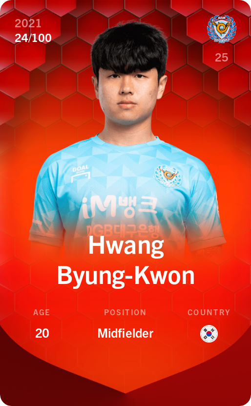 Sorare - Sorare Official - Hwang Byung-Kwon 2021-22 • Rare 24/100 - NFT # 16927711014139206325856492858994578195234234840585398925401750069853221232888