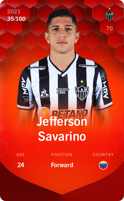 Sorare - Sorare Official - Jefferson Savarino 2021-22 • Rare 35/100 - NFT # 16009302804391626797066222199917632912811047167719864147208714031625917640921