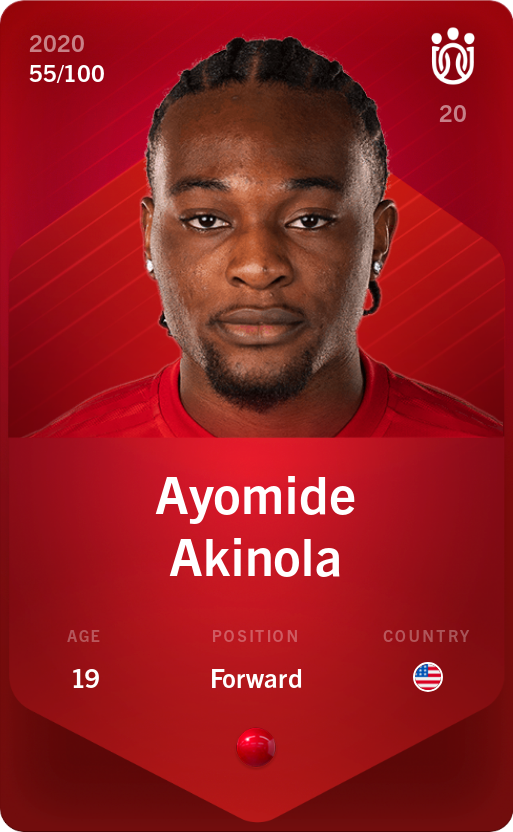 Sorare - Sorare Official - Ayomide Akinola 2020-21 • Rare 55/100 - NFT # 32232597303277765268377384366828029292551715655352772104174433527662036194330
