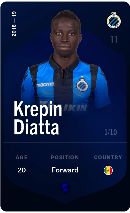 Sorare - Sorare Official - Krepin Diatta 2018-19 • Super Rare 1/10 - NFT # 88307801084739684147689956209360957853396761795373628969844854685394685526364