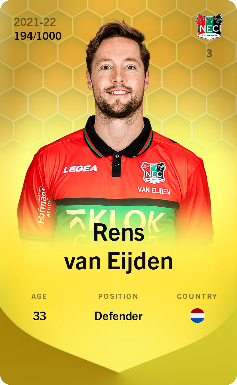 Sorare - Sorare Official - Rens van Eijden 2021-22 • Limited 194/1000 - NFT # 8884852535962041864928014049658659055691116173219600866929597385658746955952