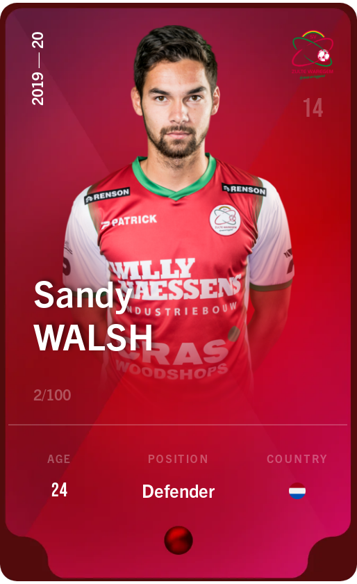 Sorare - Sorare Official - Sandy Walsh 2019-20 • Rare 2/100 - NFT # 86417226106057415246656429156913248214565047183286854963522345531491250184832