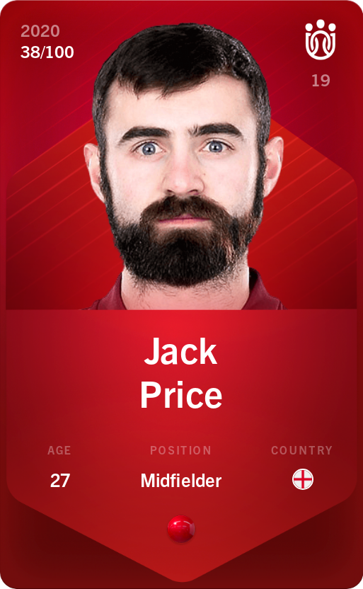 Sorare - Sorare Official - Jack Price 2020-21 • Rare 38/100 - NFT # 72640060468560089330037218798766183938165884846783598607797633046149539030524