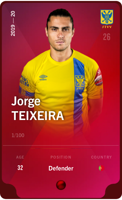 Sorare - Sorare Official - Jorge Teixeira 2019-20 • Rare 1/100 - NFT # 24473497061320535431715530835827931379382392138752423771396338247781080692238