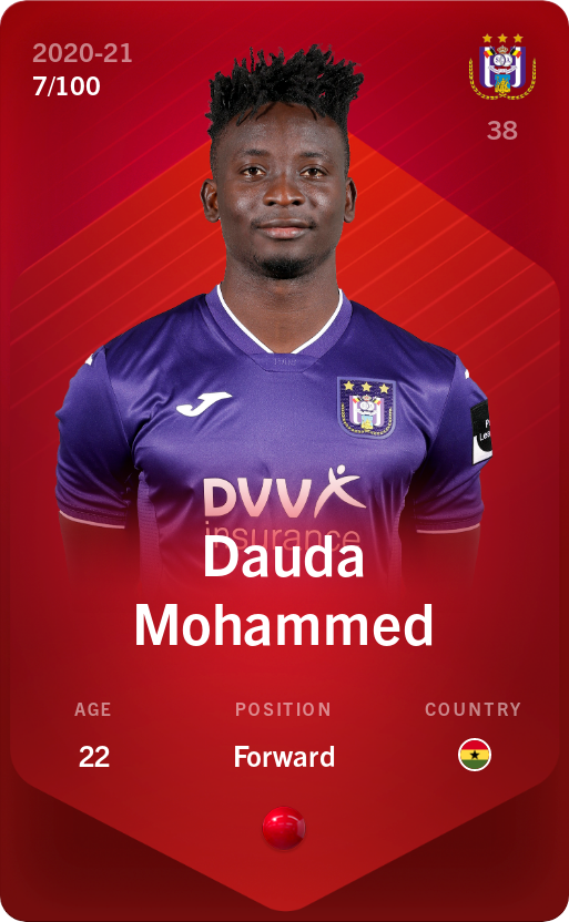 Sorare - Sorare Official - Dauda Mohammed 2020-21 • Rare 7/100 - NFT # 28931441325229748634860681106136424783734406602857114311576720197312087673474