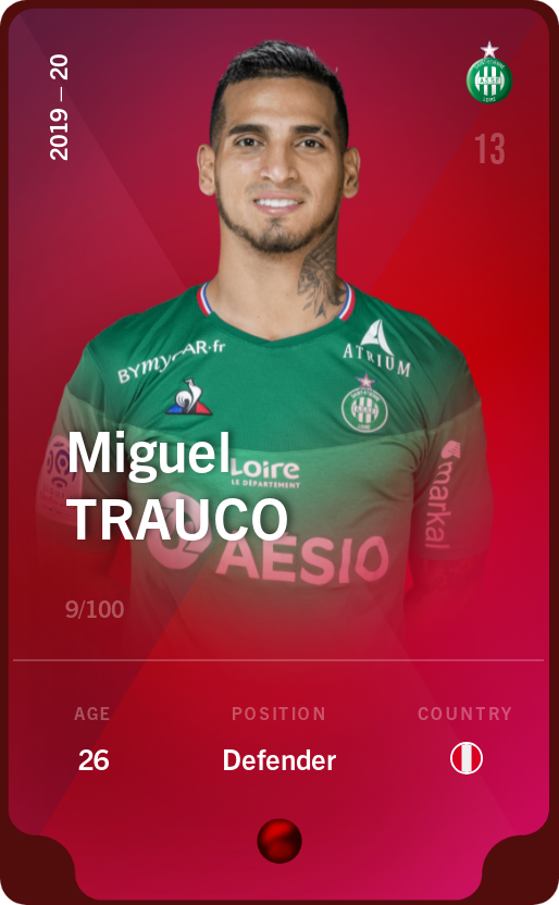 Sorare - Sorare Official - Miguel Trauco 2019-20 • Rare 9/100 - NFT # 85429980511646052688958081357878816799185122770720441442908499083222964067428