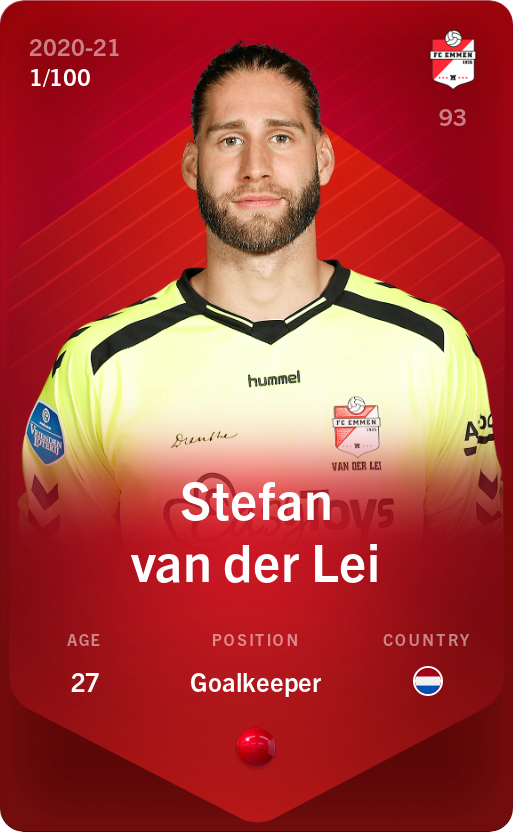 Sorare - Sorare Official - Stefan van der Lei 2020-21 • Rare 1/100 - NFT # 68846706527836023612181025153302663354747977765967731738239620083226016331691