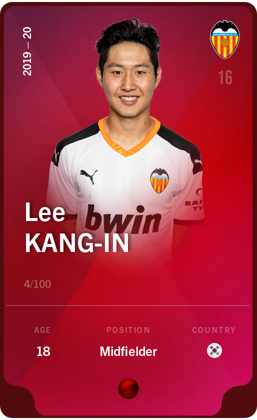 Sorare - Sorare Official - Lee Kang-In 2019-20 • Rare 4/100 - NFT # 95496110147222483252601538565936617020133332640796674319846744999988425077557