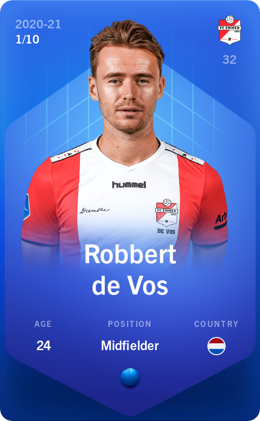 Sorare - Sorare Official - Robbert de Vos 2020-21 • Super Rare 1/10 - NFT # 1709890861975548680236031789320023191932559066206885506740204484028647554174
