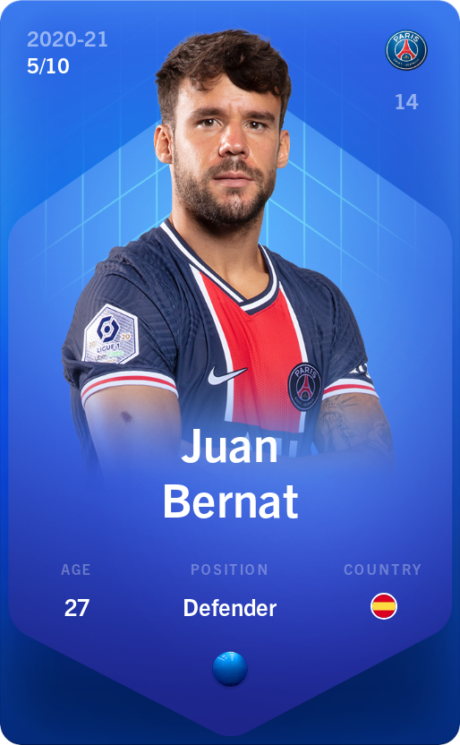 Sorare - Sorare Official - Juan Bernat 2020-21 • Super Rare 5/10 - NFT # 93765358886723691561907031138012095859270469389859736269500251603681560842637