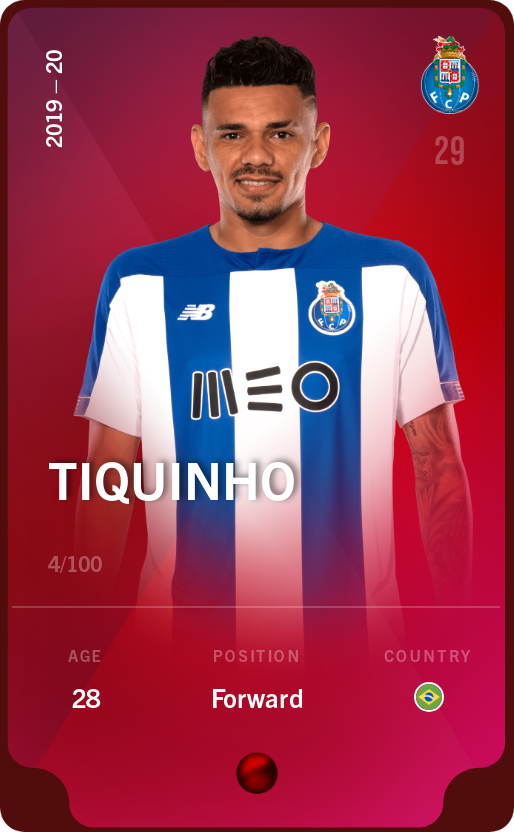 Sorare - Sorare Official - Tiquinho 2019-20 • Rare 4/100 - NFT # 24887086286509899091587137401796911366195624337218145280180159593496419654696